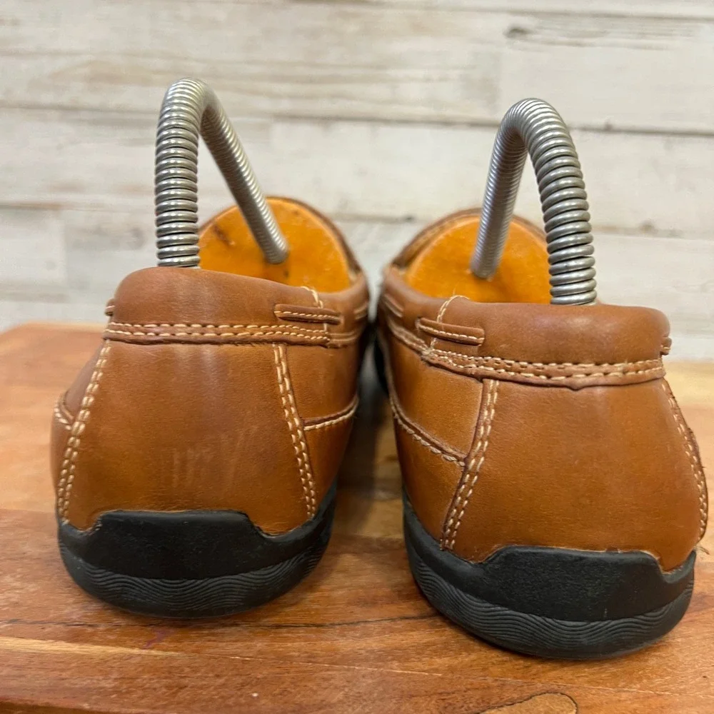 Johnston & Murphy J&M Shoes Men 8M Tan Leather Memory Foam Slip On Loafers